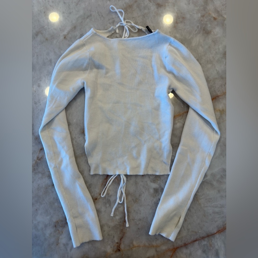 H&M White Long Sleeve Top S